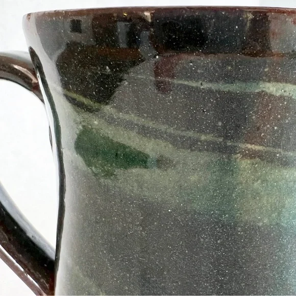 Vintage Handmade Stoneware Studio Pottery Mug Artist Signed Green and Brown - Picture 6 of 10